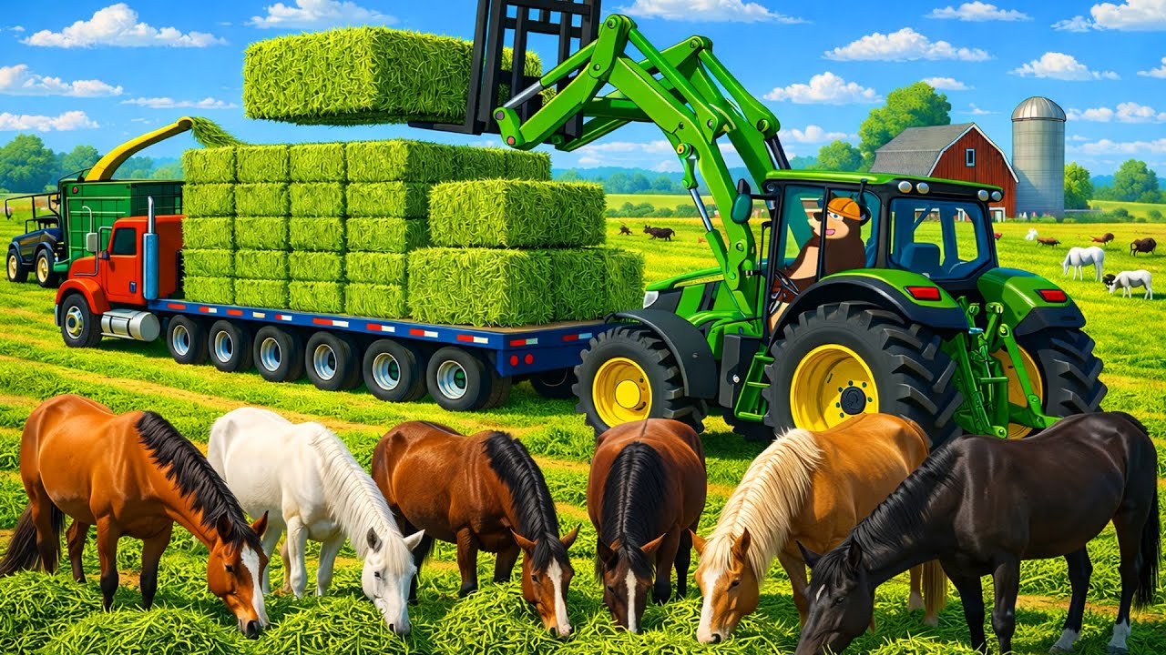 The Bear Farm 🐎🚜 | Horse Transport & Grass Feeding | Real Farm Animation