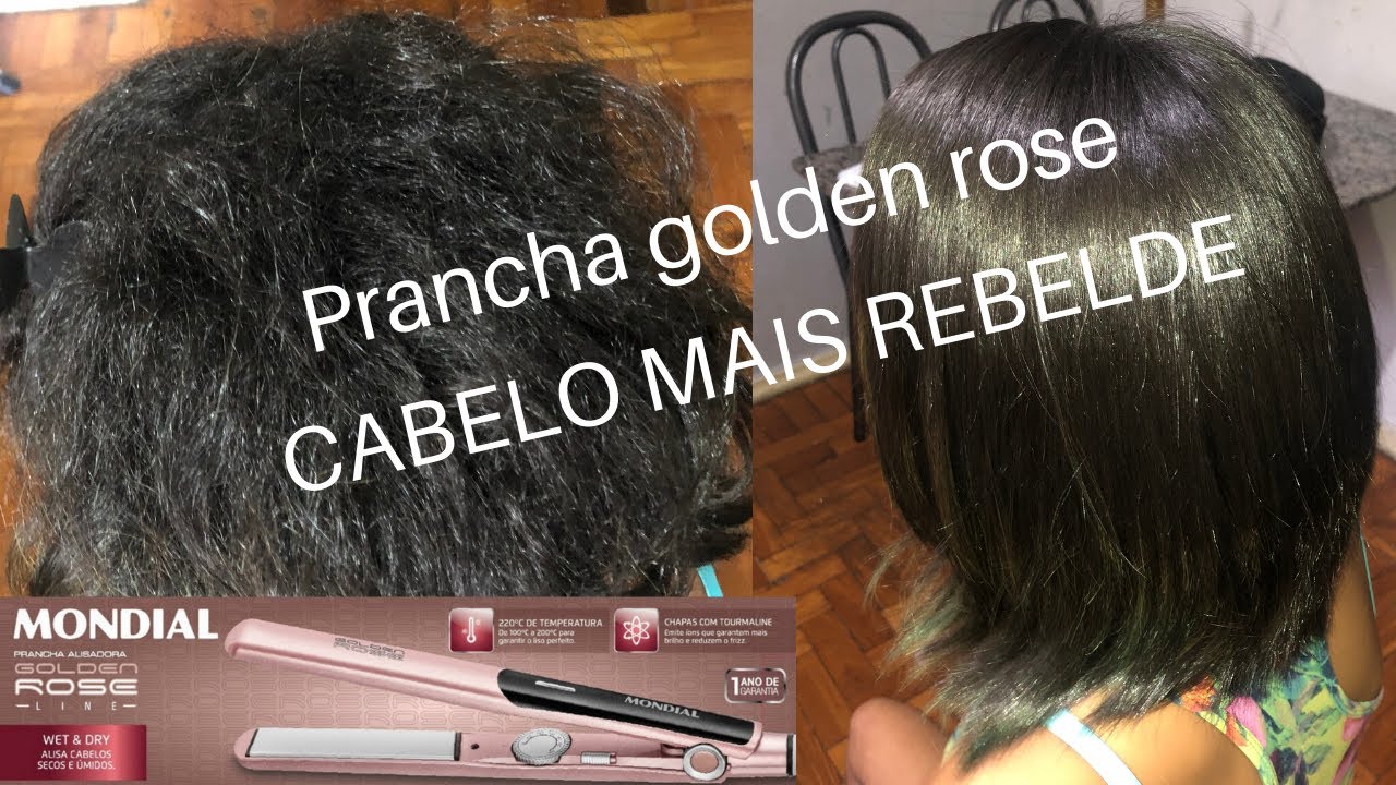 TESTEI PRANCHA GOLDEN ROSE  MONDIAL CABELO REBELDE|LEINHA SANTOS