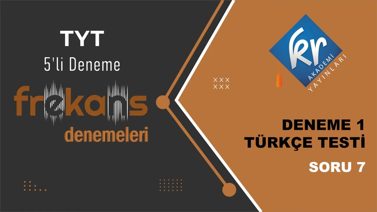TYT Frekans Denemeleri Deneme 1 Türkçe Testi Soru Çözümleri