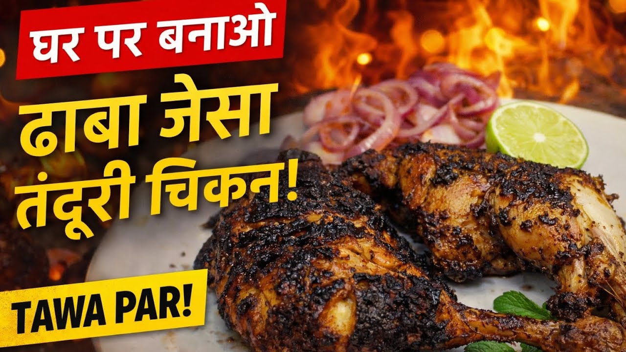 तवा पर बना ढाबा जैसा तंदूरी चिकन 😋 | Homemade Tandoori Chicken.. 