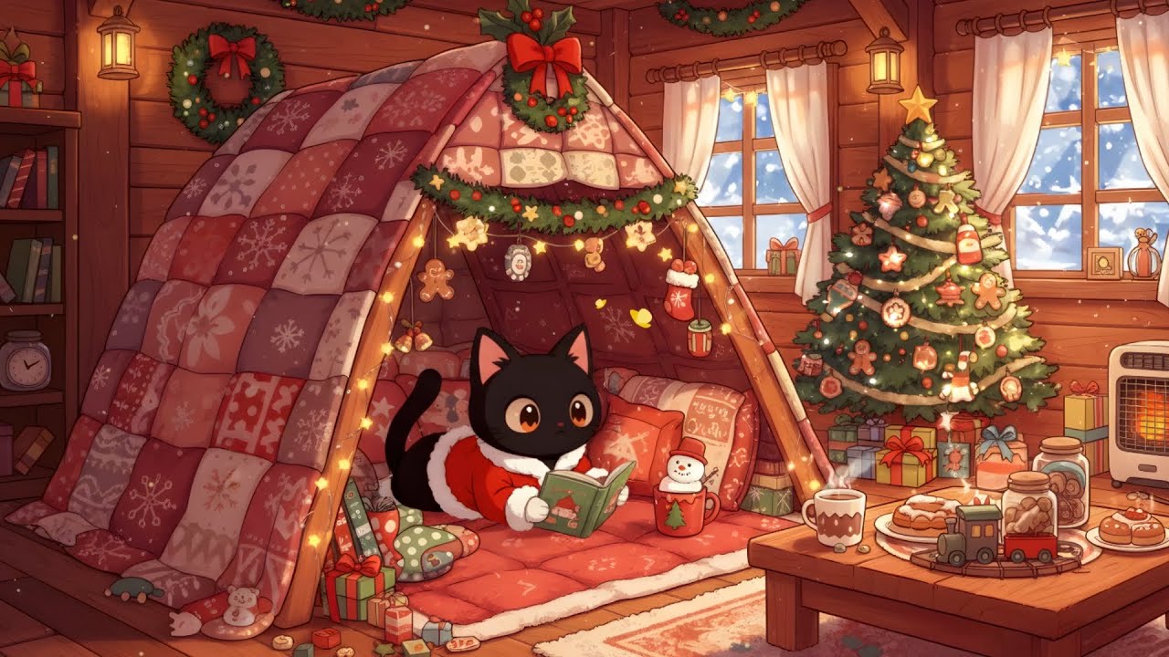 Cat Winter Camping at Home ❄️ Gentle Lofi for Relaxing Moments 🎁 Relaxing Lofi to Cozy Christmas