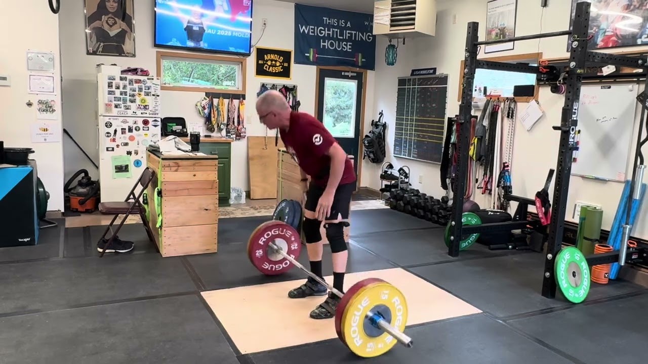Snatch deadlift @ 80, clean pull with a shrug @ 100 and a front squat @ 118