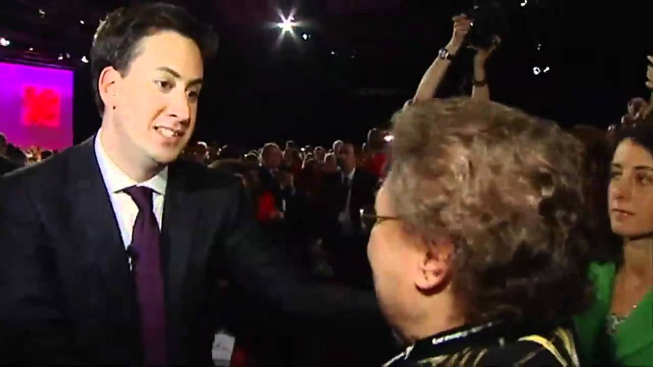 Gillian Duffy congratulates Ed Miliband