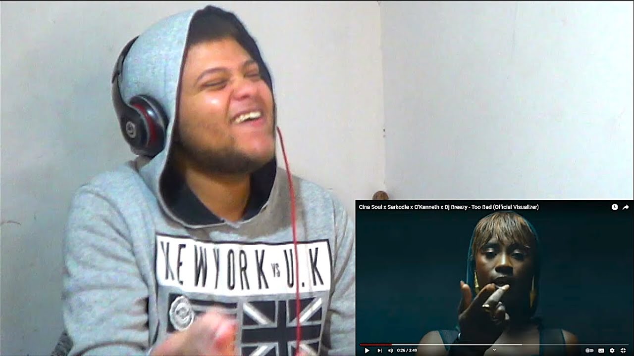 Cina Soul x Sarkodie x O'Kenneth x Dj Breezy - Too Bad (Official Visualizer) [REACTION]