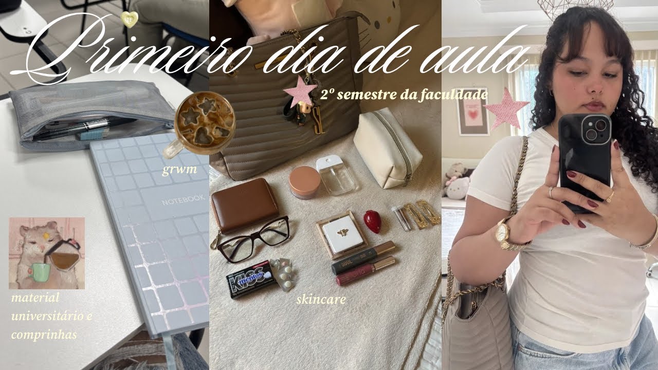 PRIMEIRO DIA DE AULA 🤍 material de 2026, grwm, comprinhas…