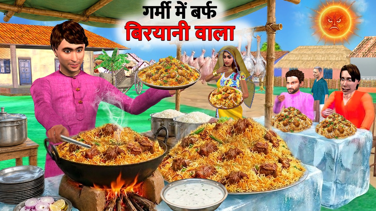 Garmi Mei Ice Chicken Biryani Tasty Street Food Hindi Kahaniya Moral Stories New  Funny Comedy Video