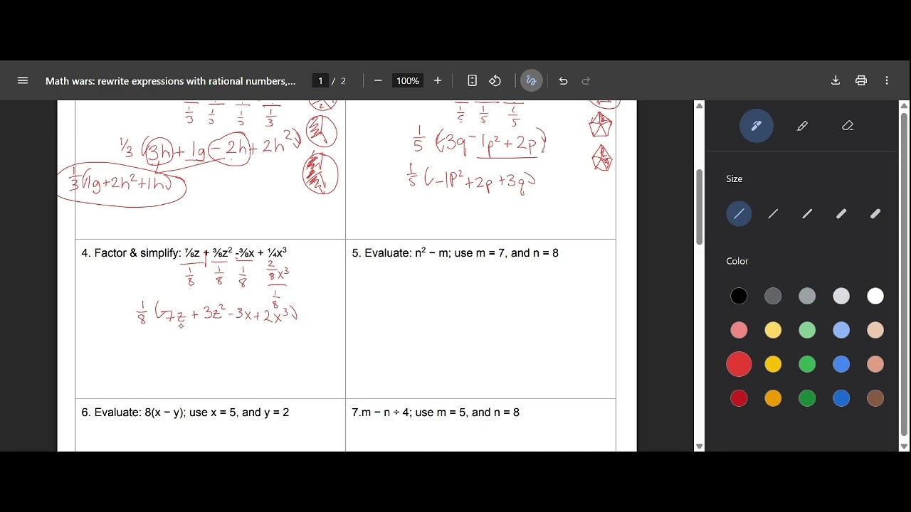 Rewrite expressions: Factoring; Evaluate expressions