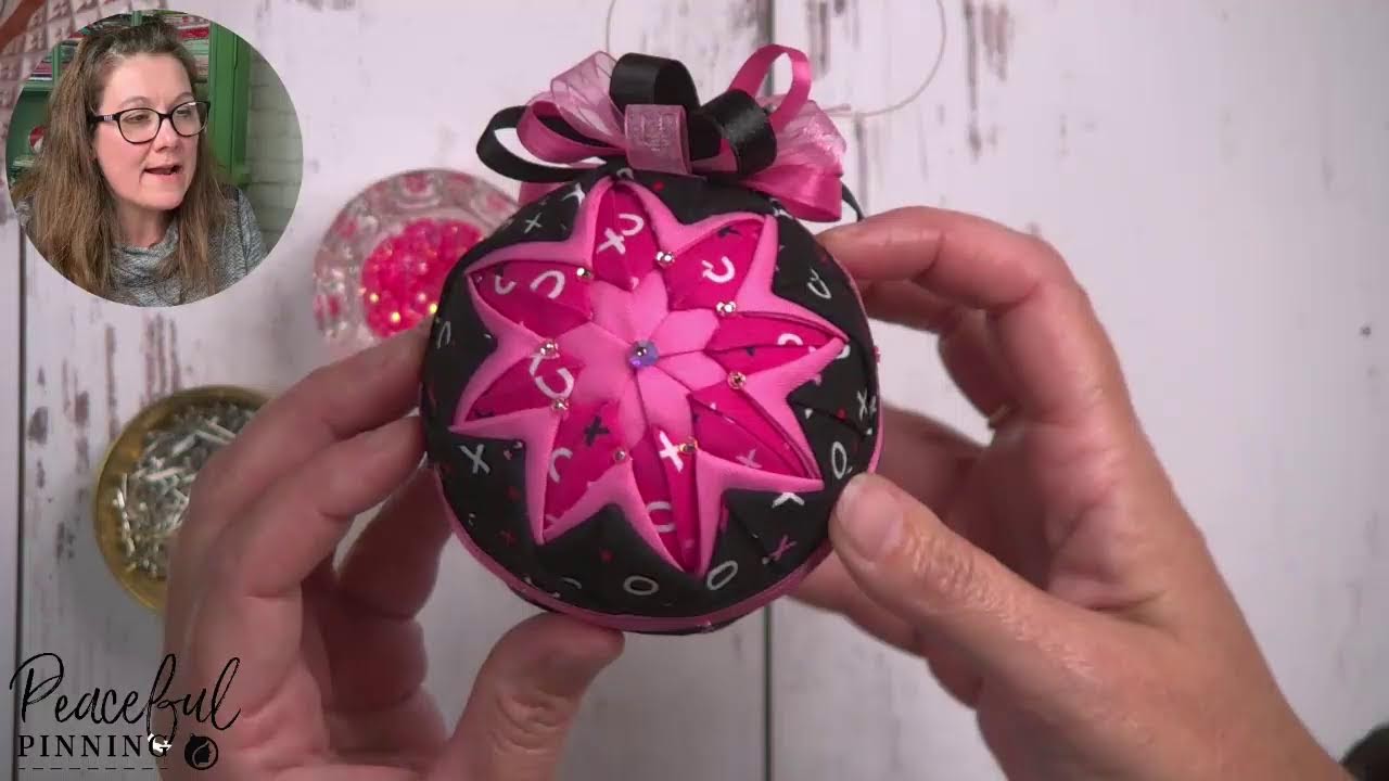 Peaceful Pinning Live #43 | Making a Valentine 'Sunburst' Quilted Ball Ornament