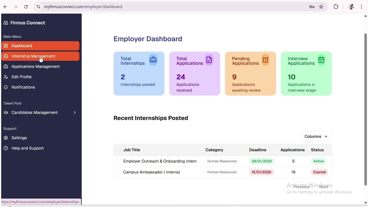 How to Post an Internship Role on Firmus Connect | Employer Step-by-Step Guide