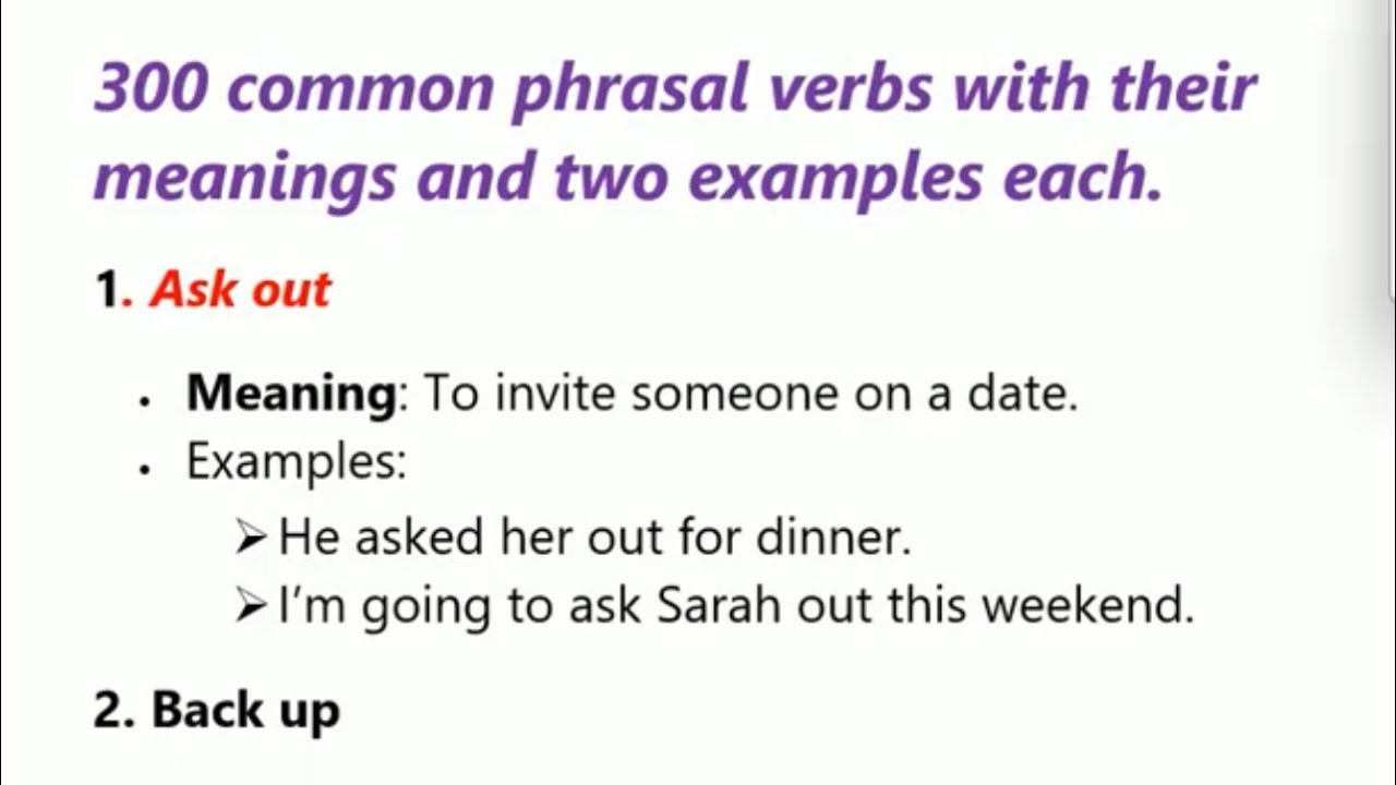 All phrasal verbs with meaning and example  