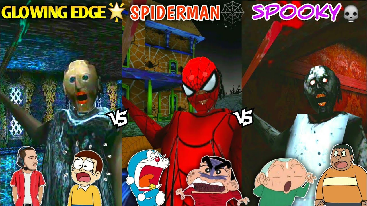 Spiderman Granny 3 Vs Glowing Edge Granny 3 Vs Spooky Granny 3 With Doraemon Nobita Gian & Friends
