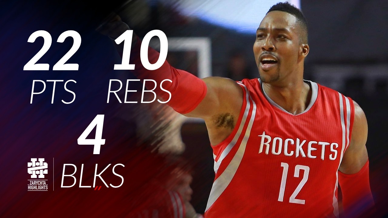 Дуайт Ховард 22 очка, 10 подборов, 4 блока против «Вулвз» в сезоне 2014/15.