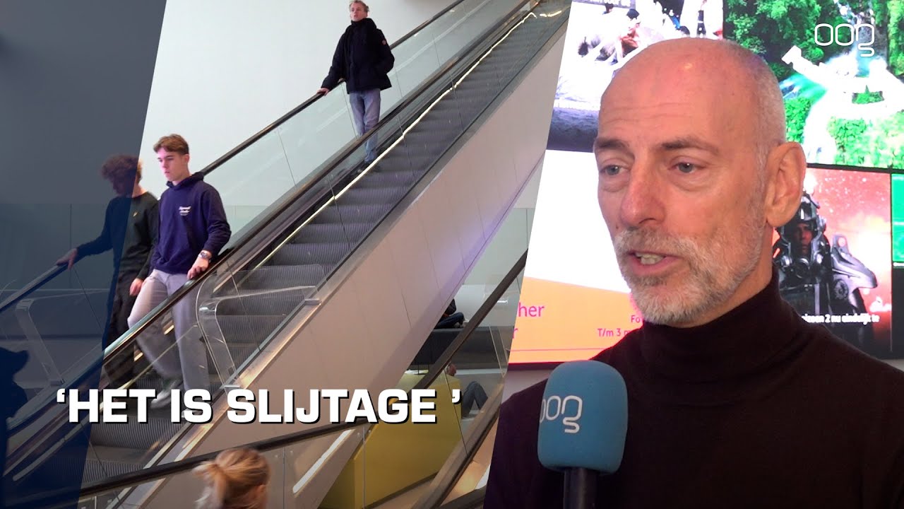 Piepende en krakende roltrappen in Forum Groningen in reparatie