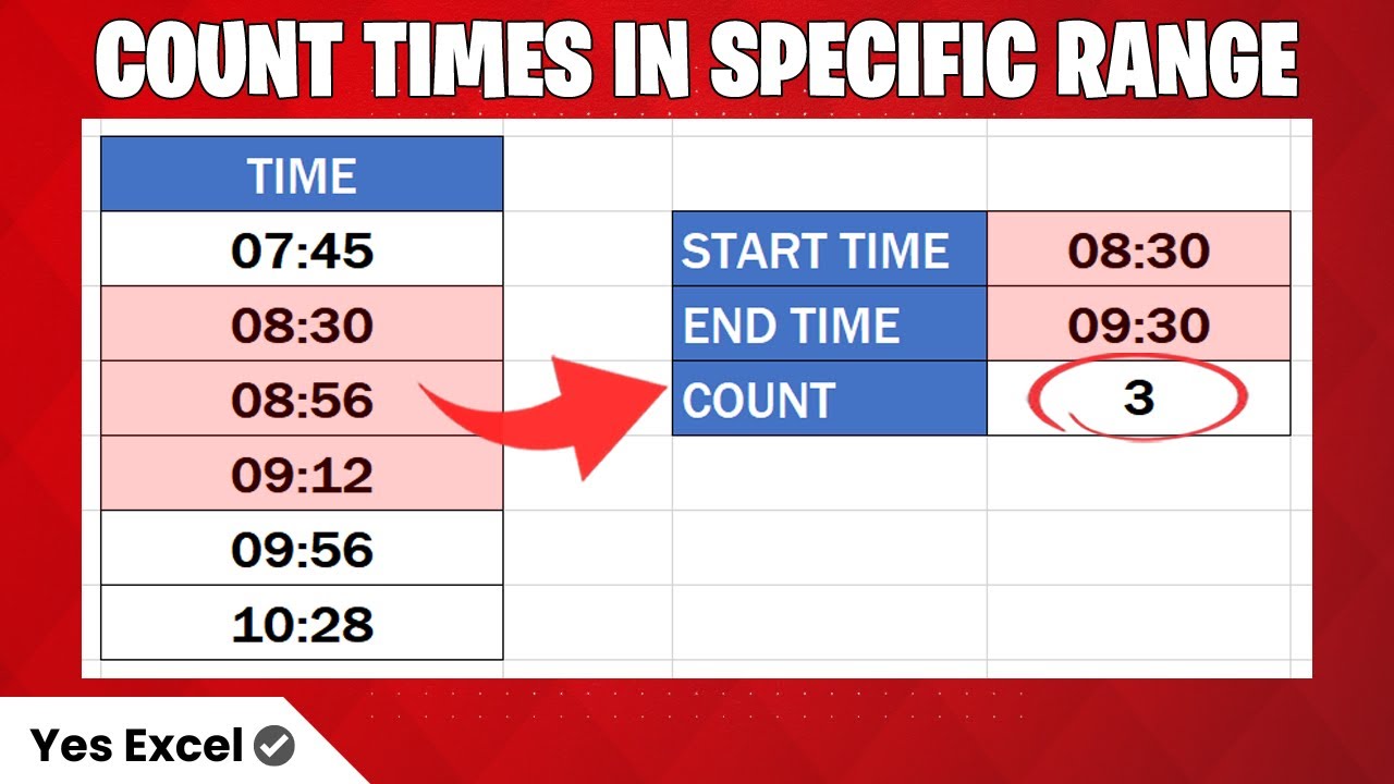 Count Times in a Specific Range in Excel