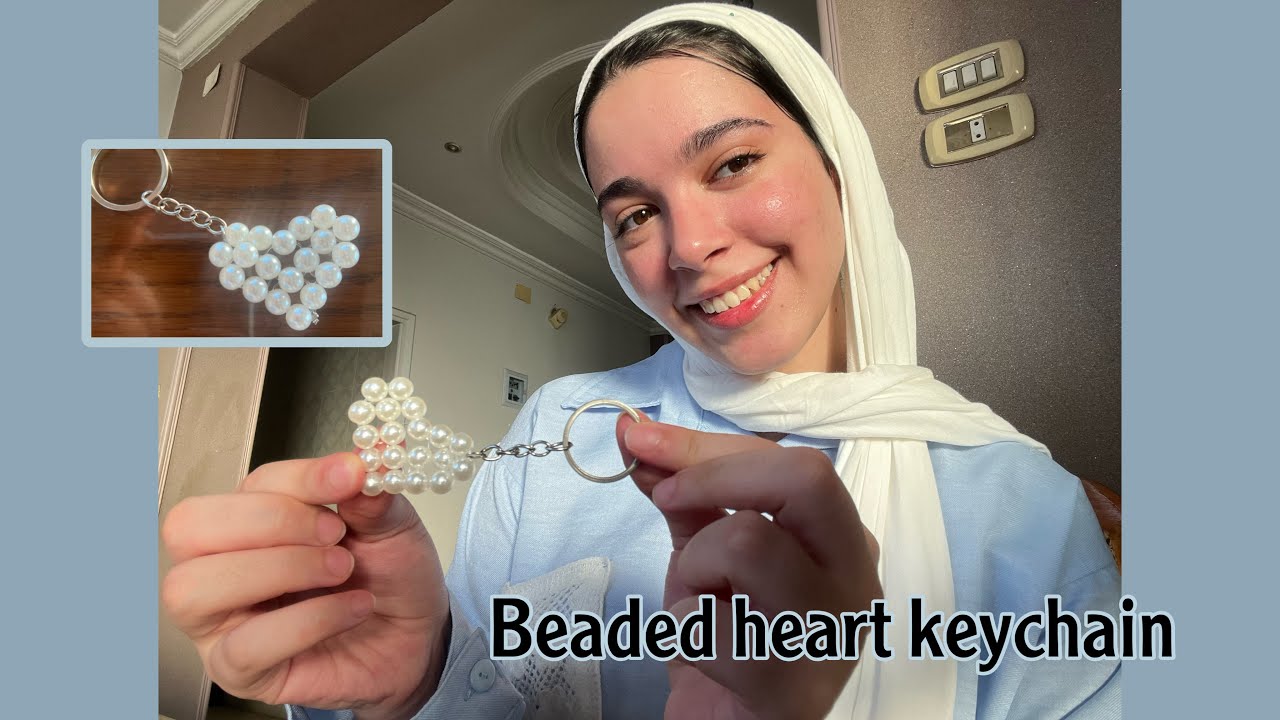 ✨💙 أسهل طريقة لعمل قلب بالخرز | Beaded Heart Keychain | Easy DIY