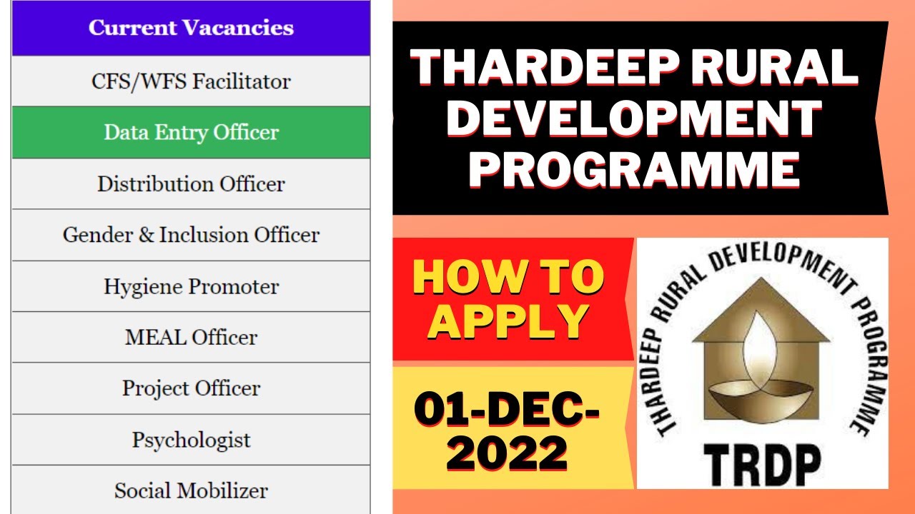 TRDP - Thardeep Rural Development Programme JOBS - APPLY ONLINE