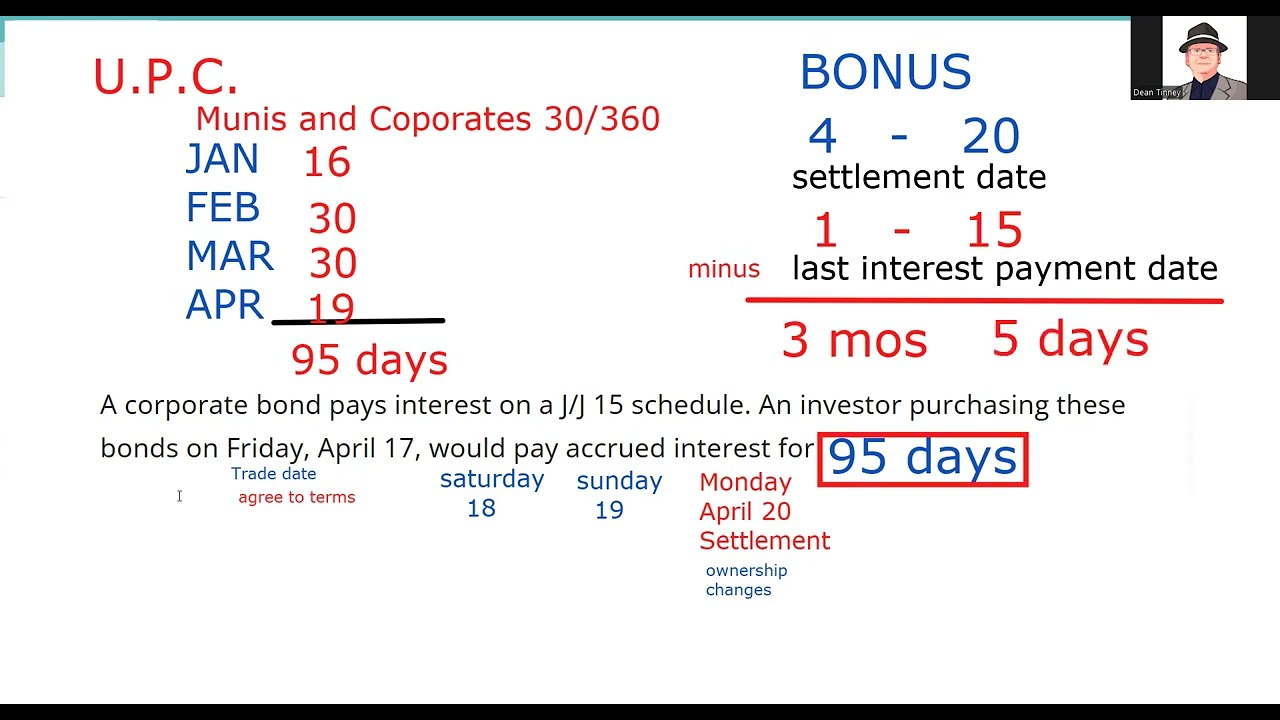 Calculating Number of Days of Accrued Interest.  Series 7 Exam Prep