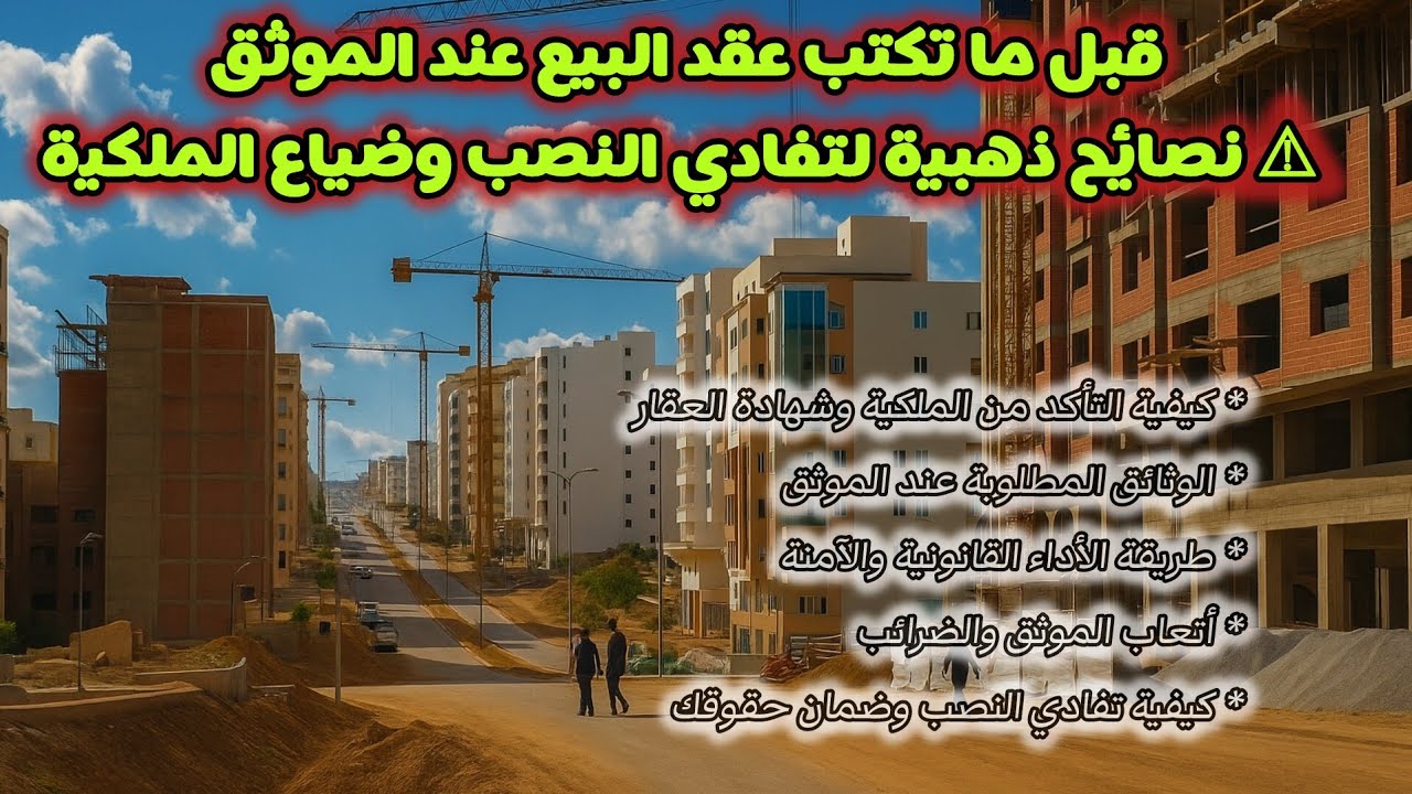 ⚠️ قبل ما تشري دار او بقعة او شقة! معلومات خطيرة لازم تعرفها قبل توقيع عقد البيع عند الموثق 🏠