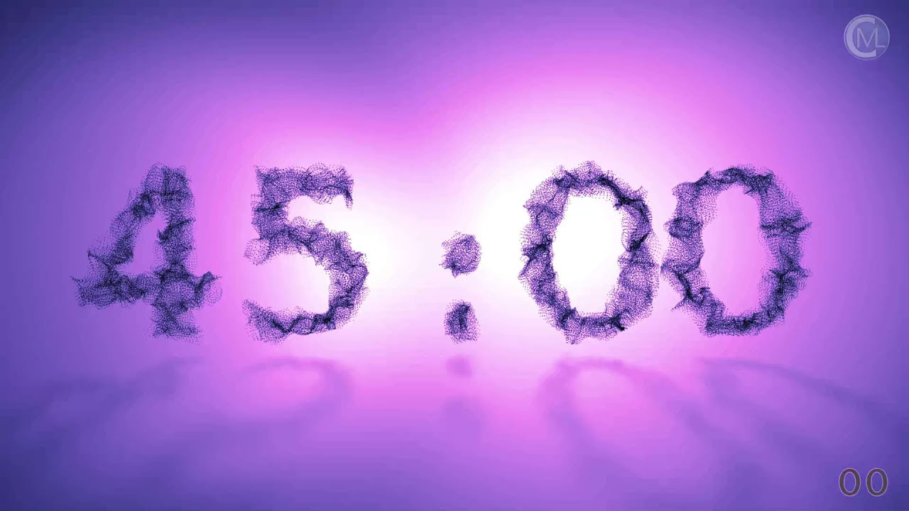45-Minute Countdown with Soft Voice, Particle Animation & Ambient Effects