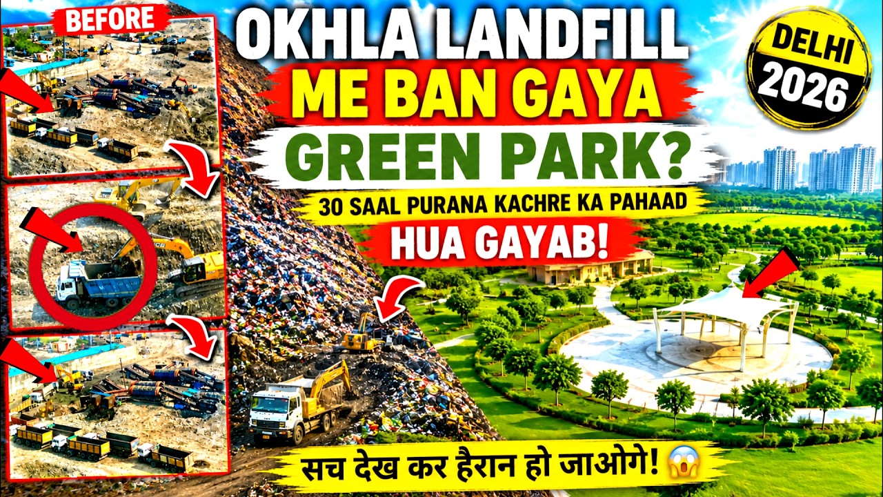 😱 Okhla Landfill Turned Into a Green Park? 30-Year-Old Mountain of Trash Disappeared! | Delhi 2026