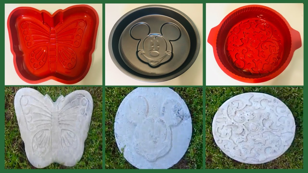 DIY STEPPING STONES USING CAKE PANS 🦋🙂| QUIKRETE GARDEN STONES GARDEN ART