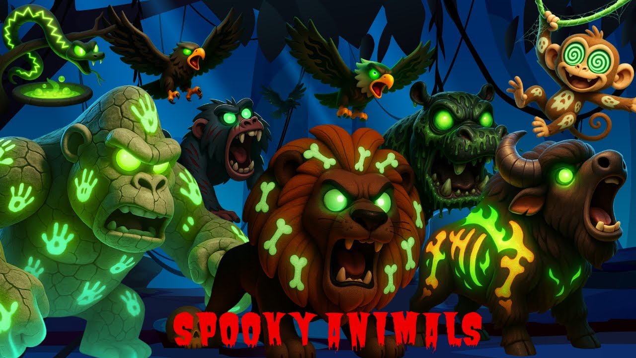 Spooky Safari Animal Sounds Song | Halloween Song - Dragon Kids Nursery Rhymes