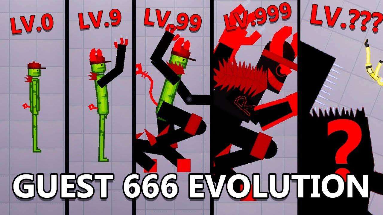 GUEST 666 Эволюция в Melon Playground - Roblox Forsaken - People Playground