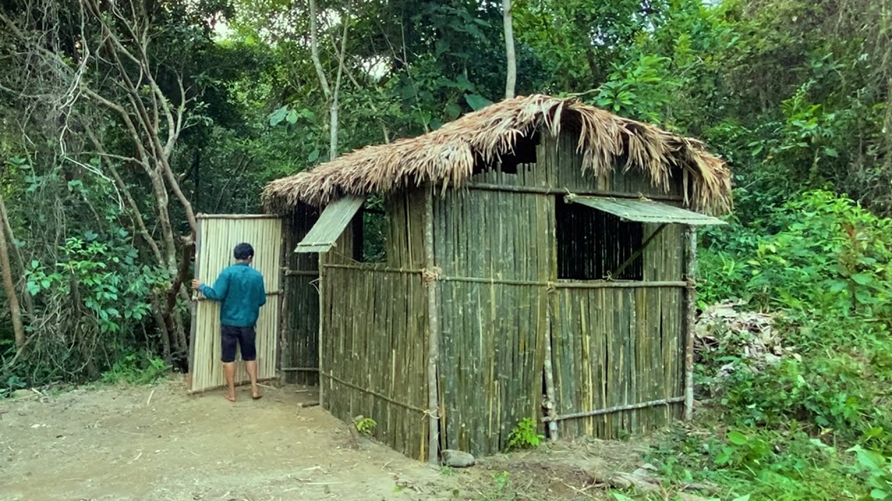 Build shelter - Completing the house with bamboo walls | Building New Wild Life Ep 10