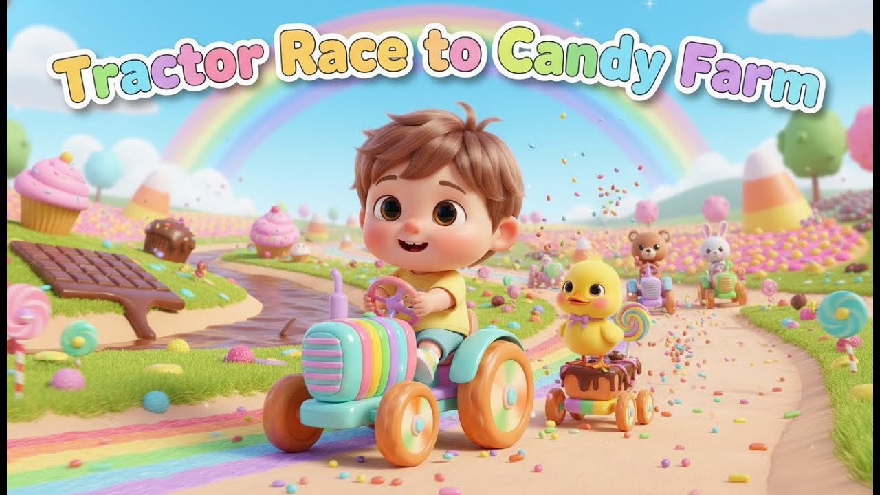 Tractor Race to Candy Farm – Nursery Rhyme, Toddler Learning, Vehicle Fun, and Playful Adventure