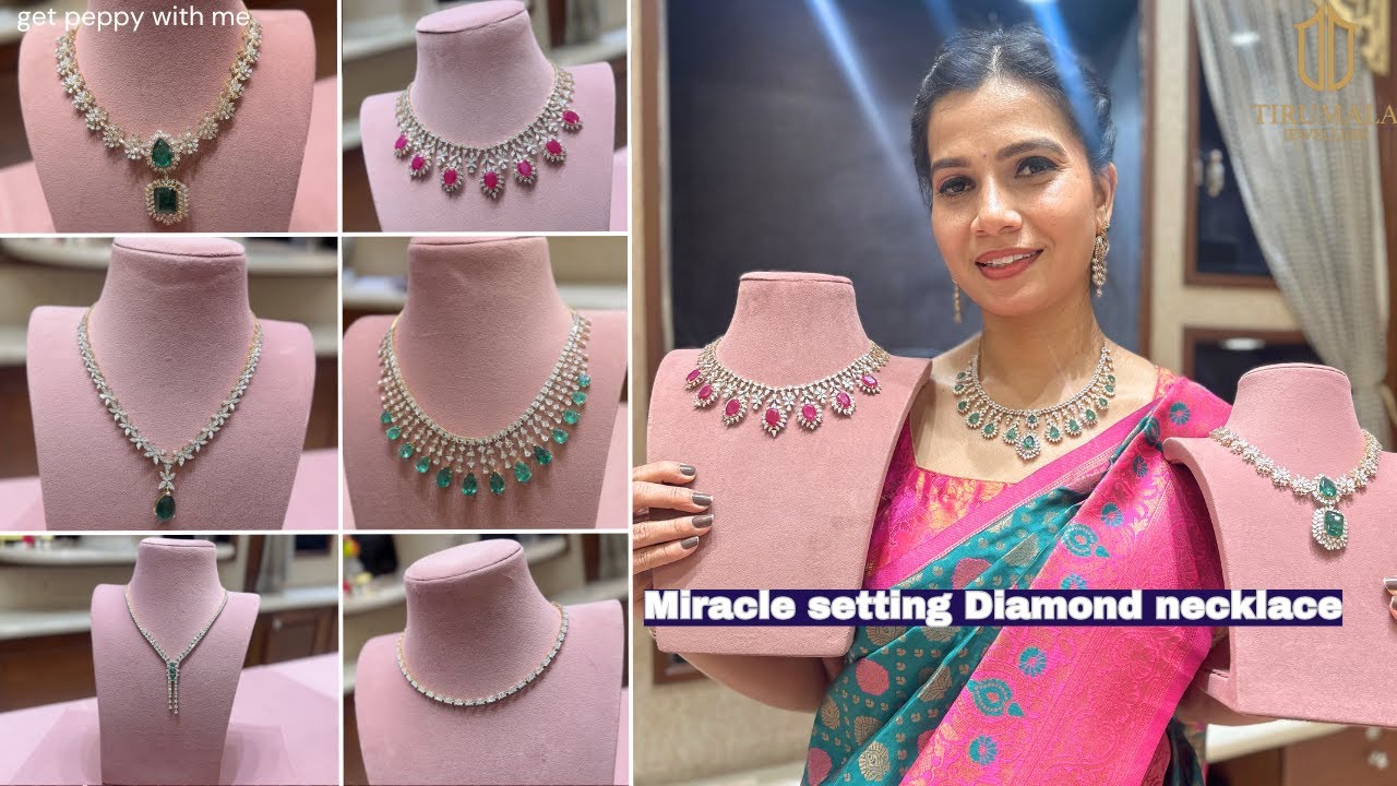 Tirumala Jewellers Miracle Setting Diamond Necklace collection,Looks like solitaire but costs 1/4th