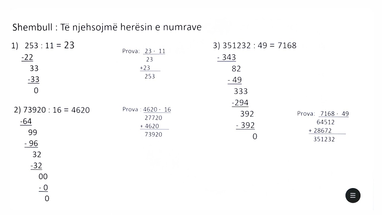 6 02 009 - Java 3 - Matematikë - Pjestimi i numrave natyrorë
