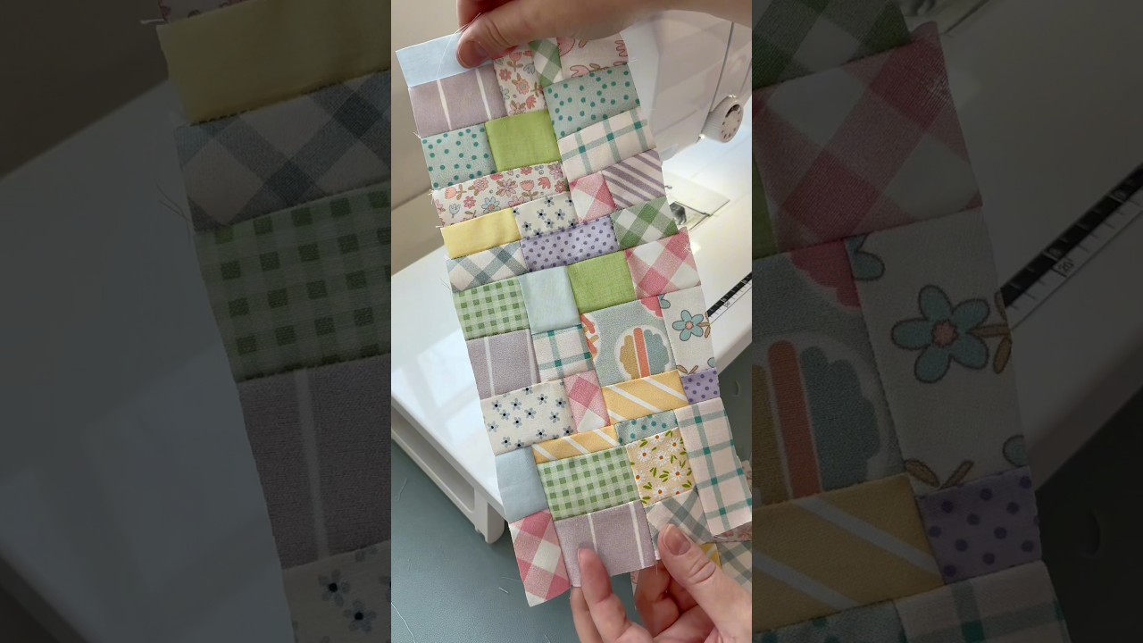 Making the quilt piece for our scrappy bunny design! #sewing #scrapfabricprojects #scrapquilt