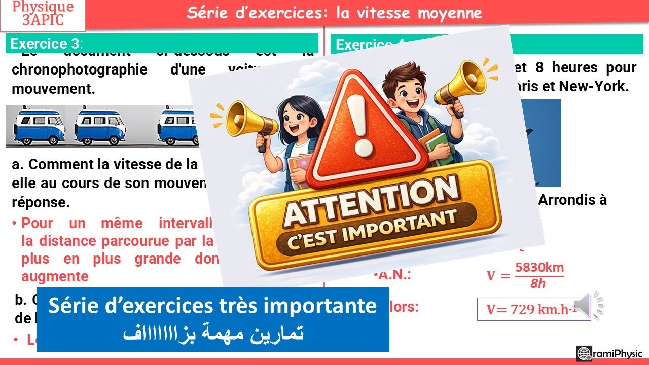 la vitesse moyenne 3eme annee college exercices