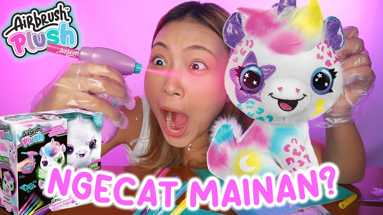 NGECAT MAINAN? REVIEW + UNBOXING MAINAN AIRBRUSH PLUSH 😍😍 LUCU BANGET