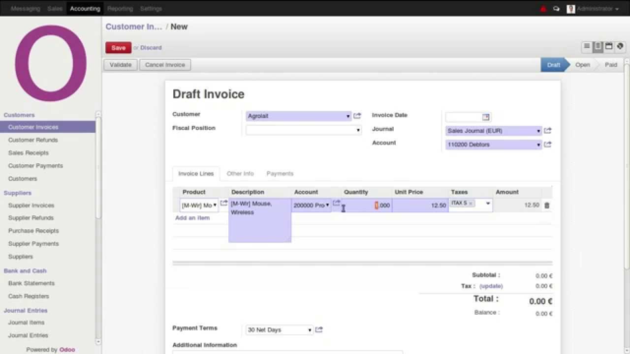 Accounting - Cancel Invoice - Odoo