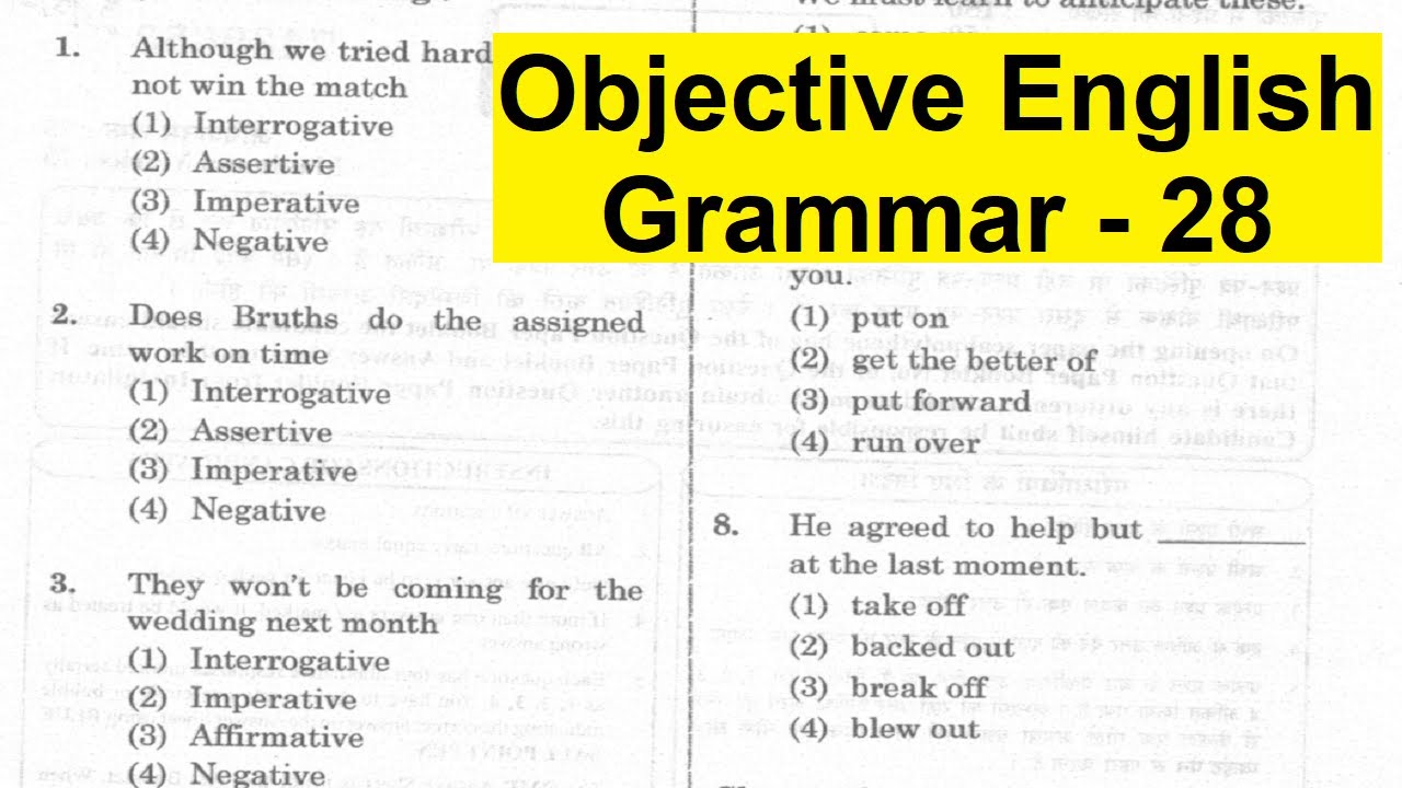 #28 | Objective English Grammar | RPSC Previous Year English Grammar Question
