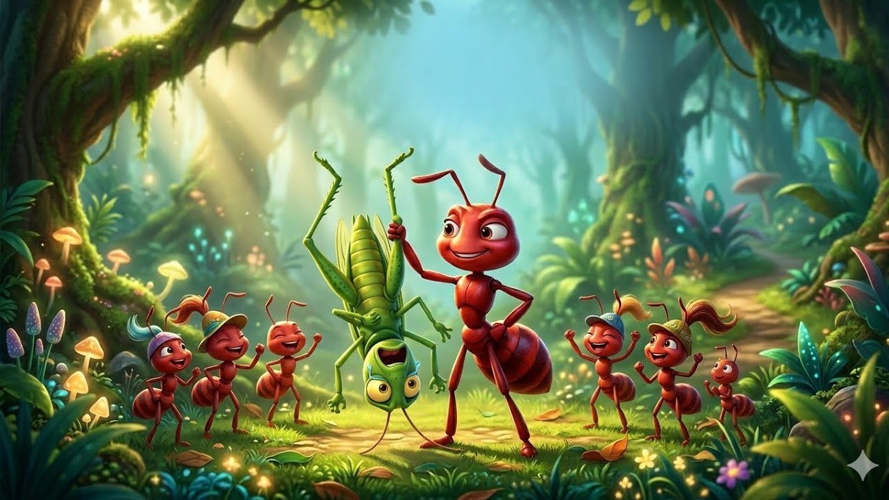 लाल चींटियों का बदला! 🐜🔥 अहंकारी टिड्डा डर के मारे भाग गया | Hindi kahaniya | grasshopper story ♥️ 