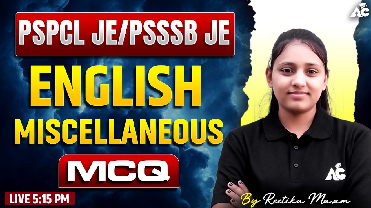 Pspcl Je/Psssb Je English Miscellaneous Mcq By Reetika Mam #21