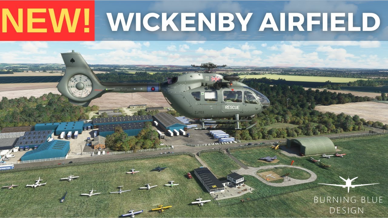 Burning Blue Design Wickenby Airfield Review Flight by H145 Helicopter Microsoft Flight Simulator