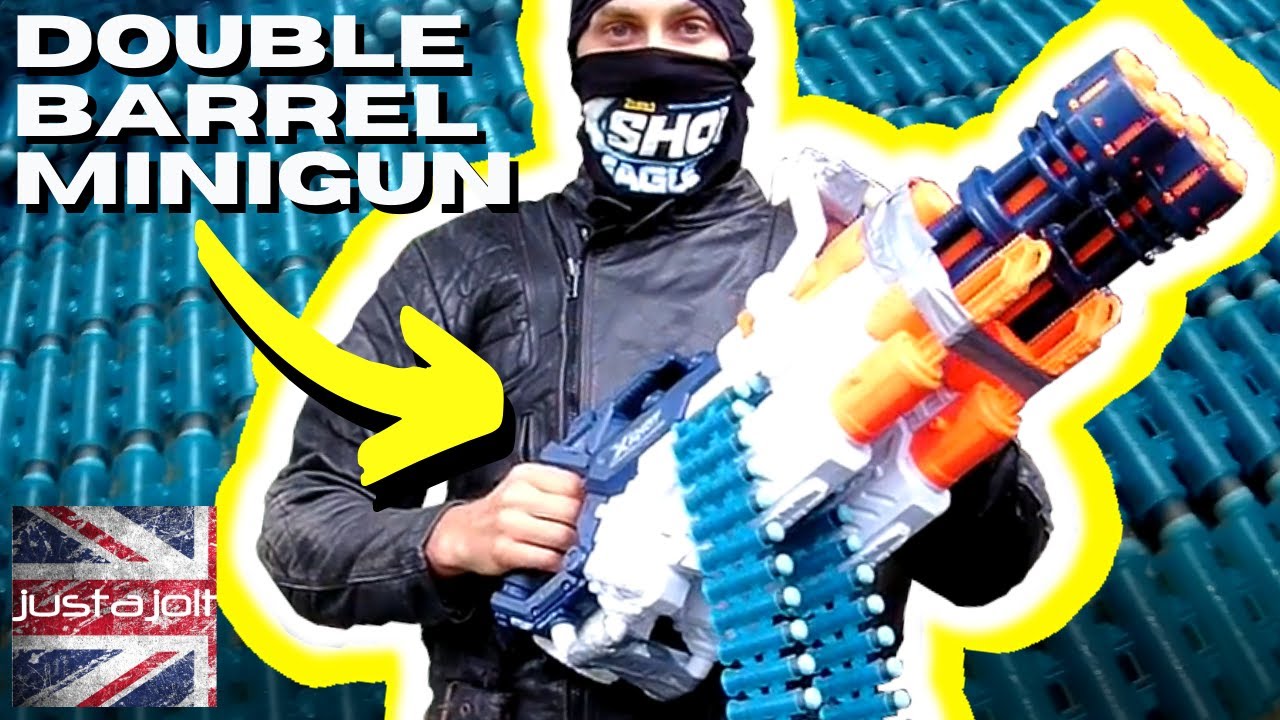 Double Barrel Foam Mini-Gun: Zuru X-shot Crusher Minigun - Will it Shotgun? Nerf Shotgun Goodness!