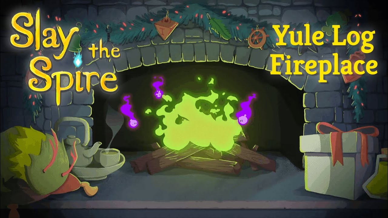 Slay the Spire Yule Log Fireplace - Crackling Rest Site Sounds + Festive Soundtrack