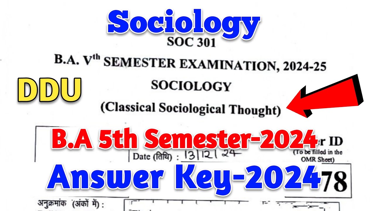 BA 5th semester sociology soc 301 answer key 2024 | soc 301 ddu answer key 2024