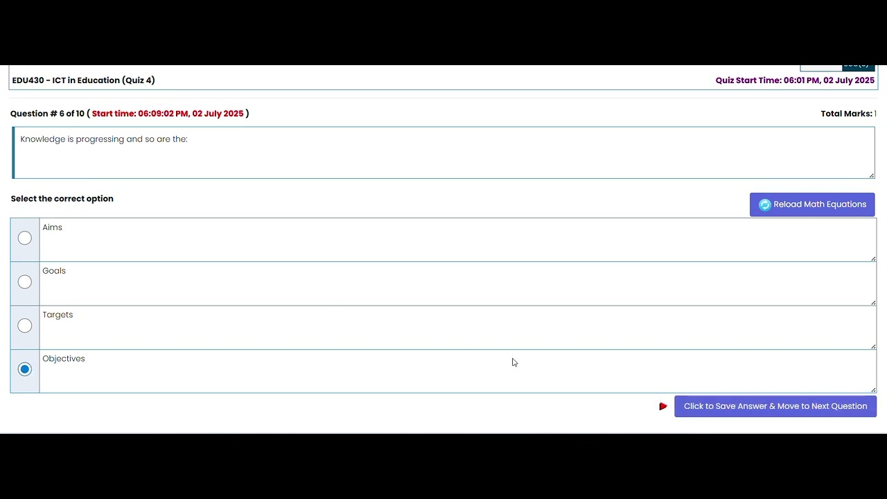 edu430 quiz 4 | solved mcqs | final term preparation vu