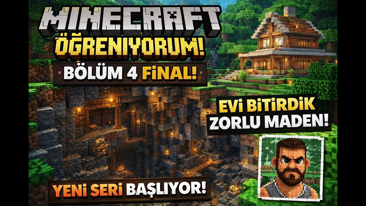 EVİ BİTİRDİK/ZORLU MADEN/YENİ SERİ/MİNECRAFT ÖĞRENİYORUM BÖLÜM 4(FİNAL) #minecraft #survival