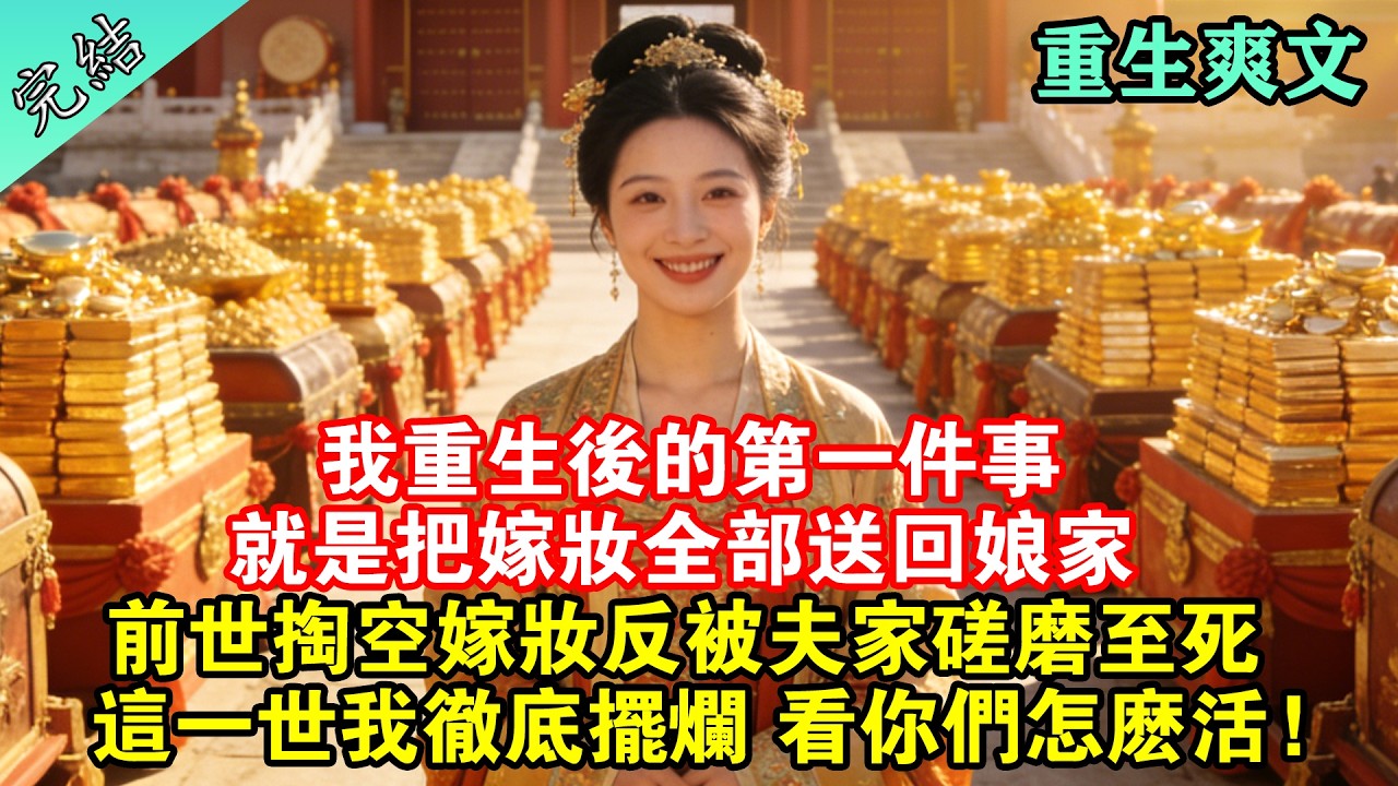 我重生後的第一件事 就是把嫁妝全部送回娘家，前世掏空嫁妝反被夫家磋磨至死，這一世我徹底擺爛 看你們怎麼活！#一口氣看完 #完結 #古言 #重生 #爽文 #大女主 #一口氣聽完 #宅鬥 #小說推文