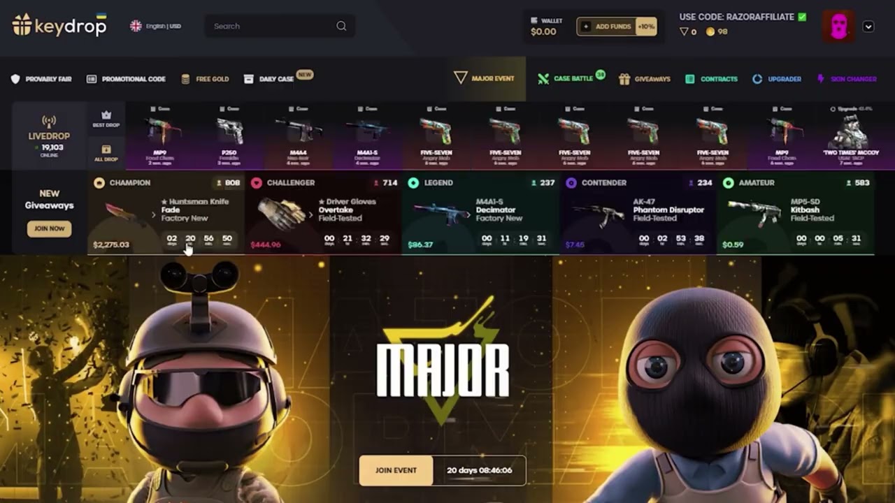 TOP FREE KeyDrop Promo Code 2023 Get Free Money on Balance Promotion and key-drop.com promo code
