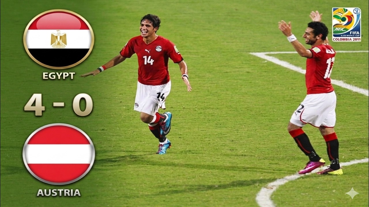هاتريك محمد إبراهيم التاريخي في ملخص مباراة مصر و النمسا كأس العالم للشباب 2011