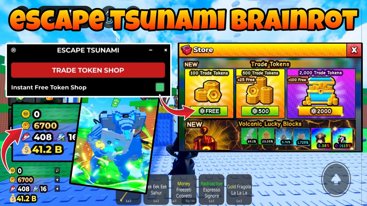 [🎁 TOKEN] Escape Tsunami For Brainrot Script Get Unlimited Trade Tokens For Free !! || Roblox