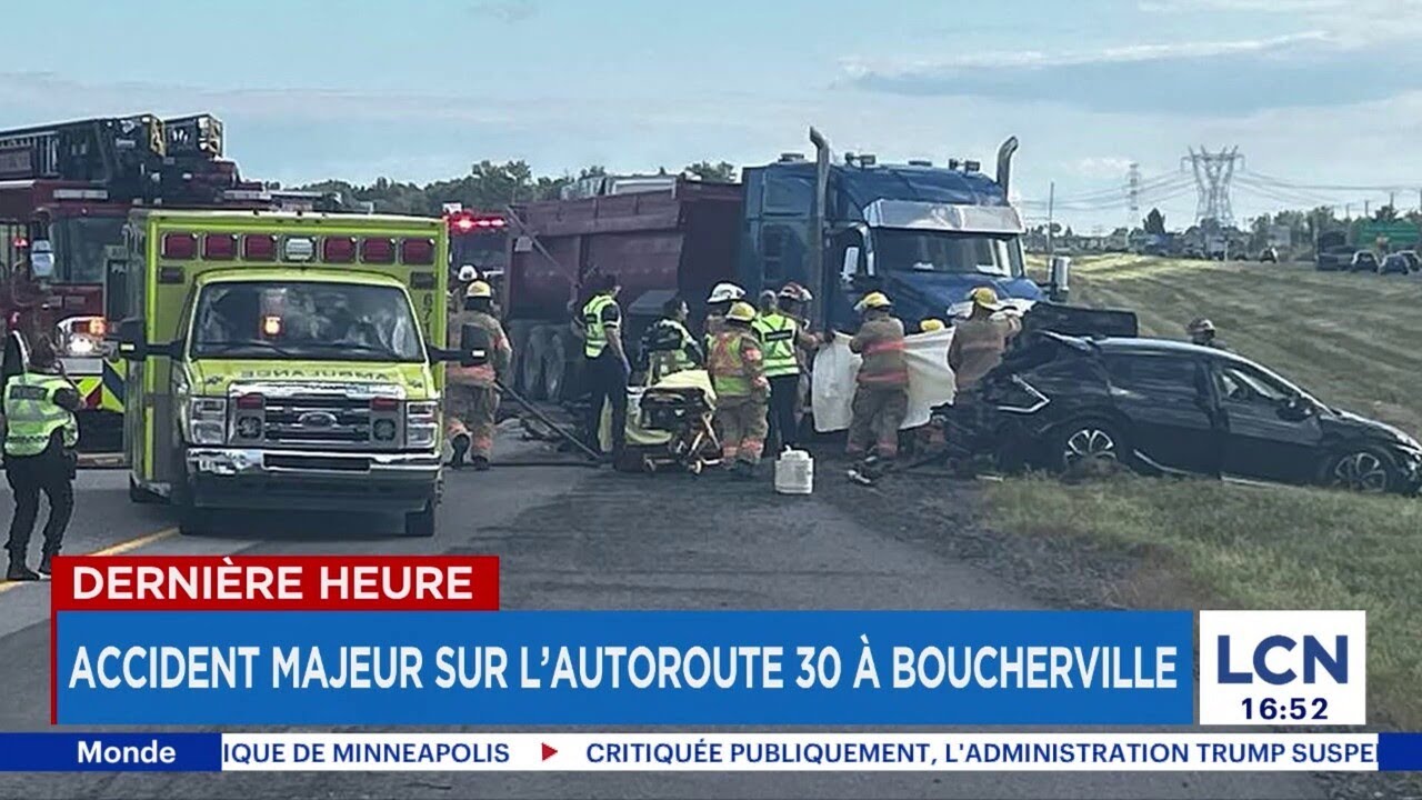 Plusieurs blessés dans un accident majeur sur l’autoroute 30 à Boucherville