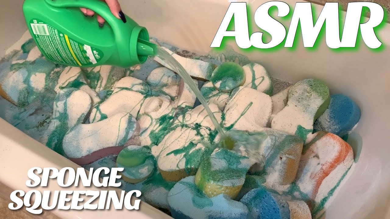 💓🛁 ASMR Five Different Laundry Detergent Sponge Squeezing 🛁💓 Stress Relief / Sleep Aid
